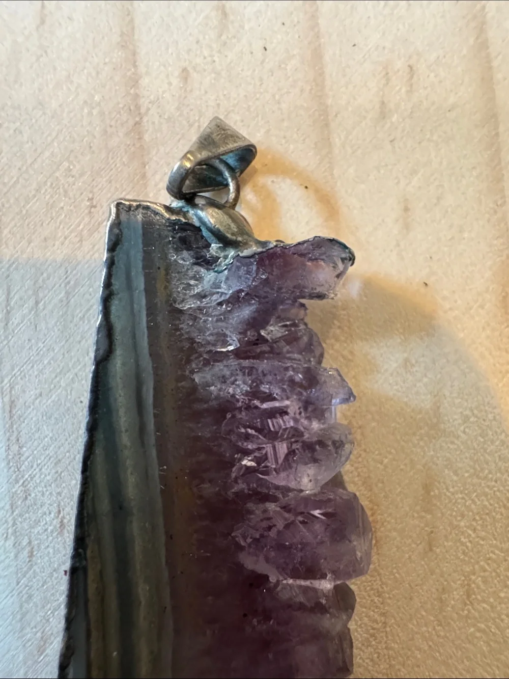 Vintage amethyst geode slice pendant
